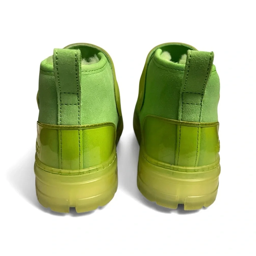 UGG Neumel Women 8 Clear Chukka Suede Wool Boots Lime Green Maximalist Rave Cozy